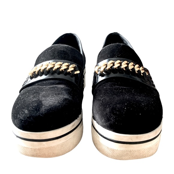 Stella McCartney Velvet Gold Chain Platform Shoes - Picture 6 of 17